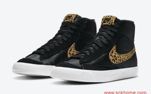 耐克开拓者豹纹高帮 Nike Blazer Mid “Leopard” 开拓者黑色皮面高帮新款 货号： DC9207-001