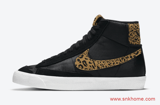 耐克开拓者豹纹高帮 Nike Blazer Mid “Leopard” 开拓者黑色皮面高帮新款 货号： DC9207-001