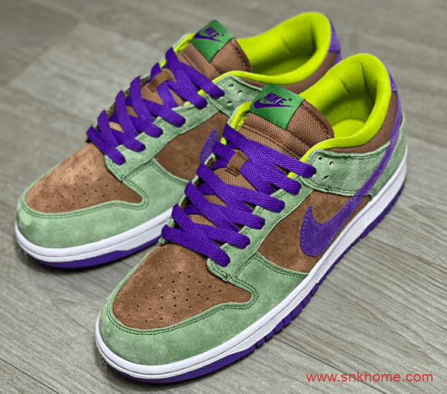 耐克Dunk丑小鸭低帮 Nike Dunk Low SP “Veneer” Dunk SB棕绿黄拼接翻毛皮新款 货号：DA1469-200