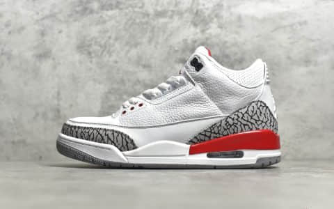 AJ3白红爆裂纹 Air jordan 3 Retro Tinker NrgHJ AJ3白水泥荔枝皮纯原版本 货号：136064-116