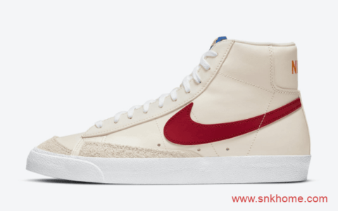 耐克开拓者红白撞色绒毛鞋面 Nike Blazer Mid 耐克开拓者新配色官图 货号：DH0929-800