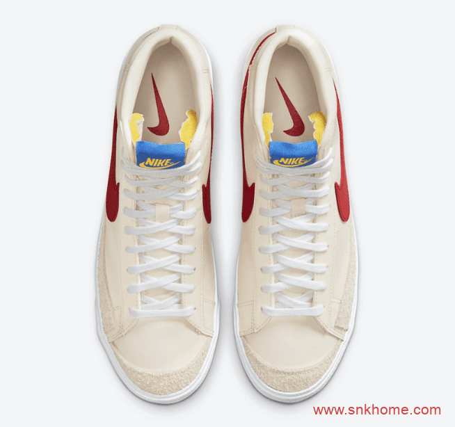 耐克开拓者红白撞色绒毛鞋面 Nike Blazer Mid 耐克开拓者新配色官图 货号：DH0929-800
