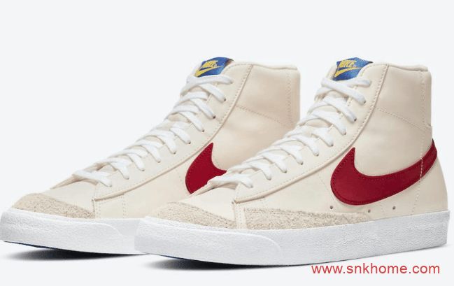 耐克开拓者红白撞色绒毛鞋面 Nike Blazer Mid 耐克开拓者新配色官图 货号：DH0929-800