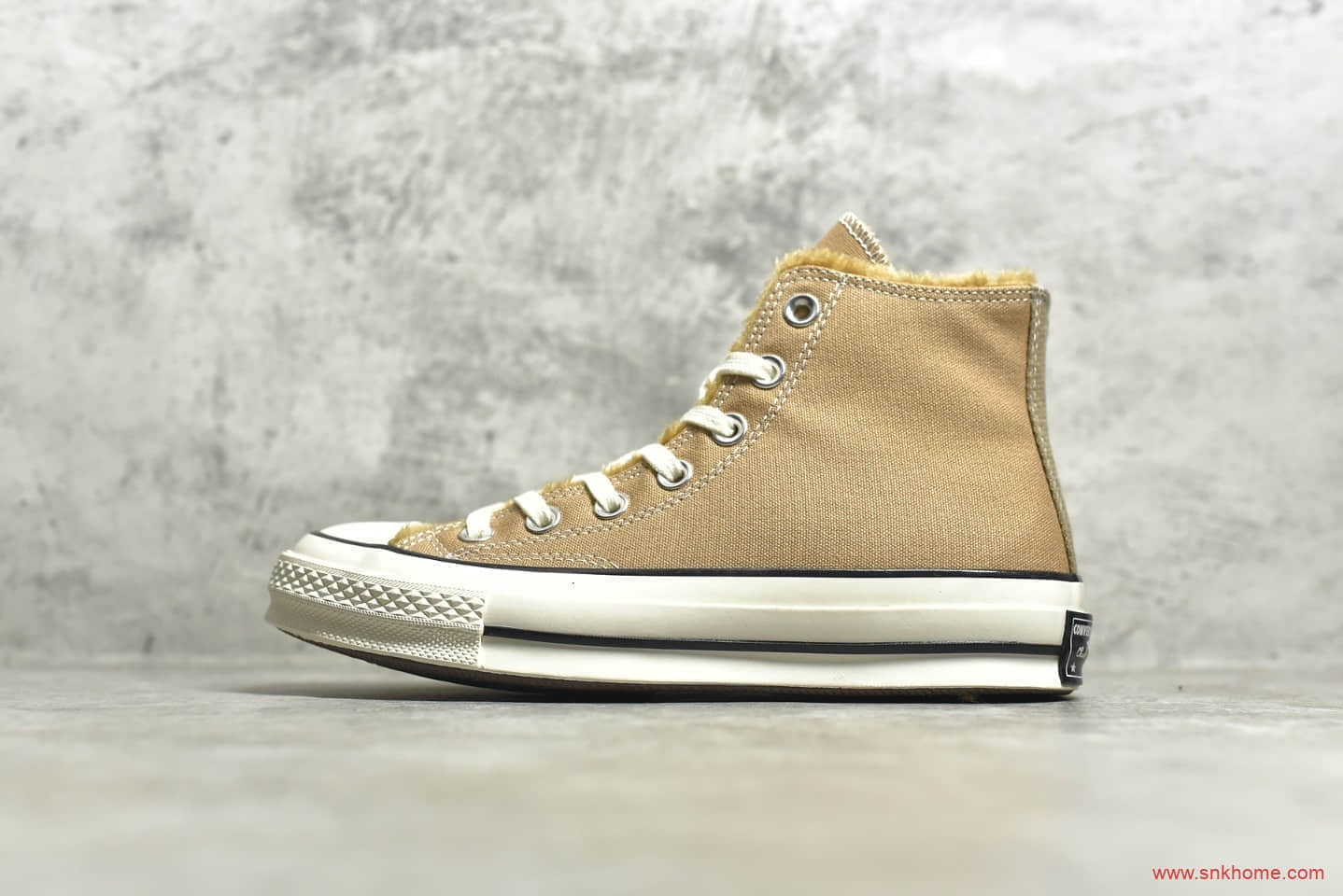 匡威1970S卡其色高帮 CONVERSE 1970S 匡威加绒秋冬款帆布鞋 货号：161040C