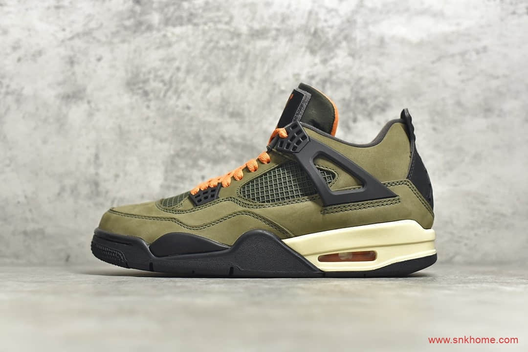 AJ4军绿色绒面革莆田纯原版本 Undefeated x NIKE Air Jordan 4 Retro"UNDFTD" AJ4限量款 货号：JBM351-M1