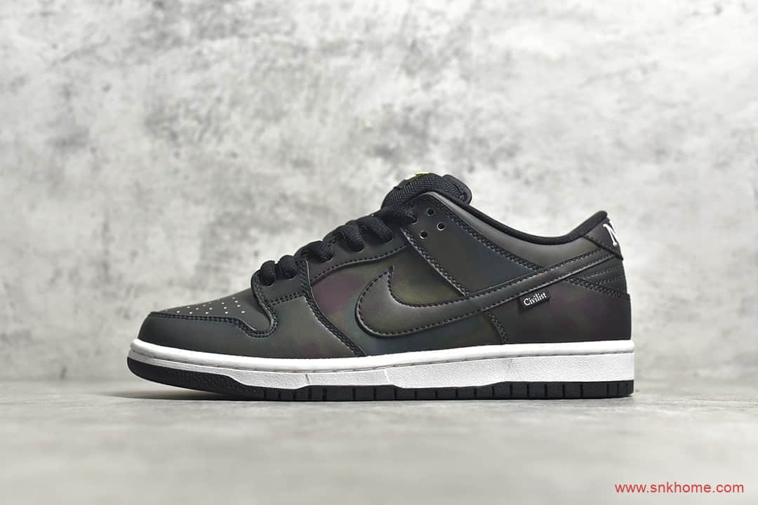 耐克DUNK SB热成像黑色低帮 Civilist x NIKE SB Dunk Low 耐克黑色变色鞋 货号：CZ5123-001