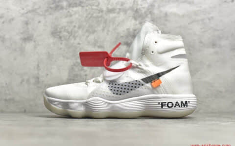耐克Hyperdunk OW联名款实战球鞋 Off-White x Nike REACT Hyperdunk 耐克OW联名白黑橘 官方货号：AJ4578-100