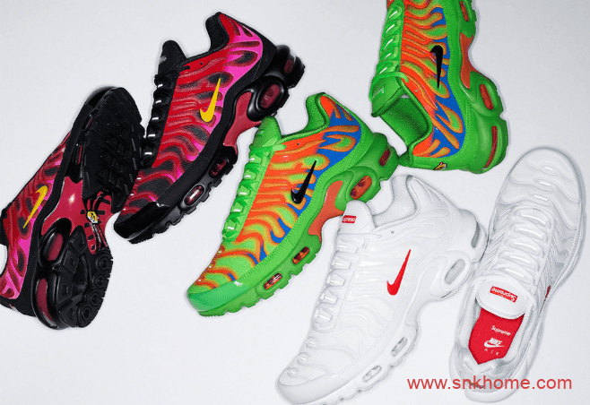 耐克AIR PLUS TN气垫SUP联名三款配色 Supreme x Nike Air Max Plus TN发售日期 货号：DA1472-300/DA1472-600