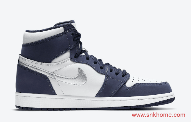 AJ1海军蓝 AJ1日本限定Air Jordan 1 High OG CO.JP “Midnight Navy” AJ1白蓝银色钩日本限定发售日期 货号：DC1788-100