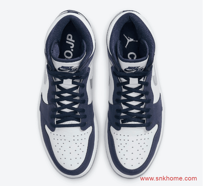 AJ1海军蓝 AJ1日本限定Air Jordan 1 High OG CO.JP “Midnight Navy” AJ1白蓝银色钩日本限定发售日期 货号：DC1788-100