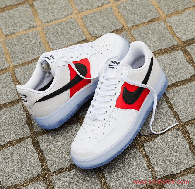 耐克空军一号胭脂红 Nike Air Force 1'07 LV8 EMB 耐克空军白红水晶底低帮板鞋发售日期 货号：CT2295-110