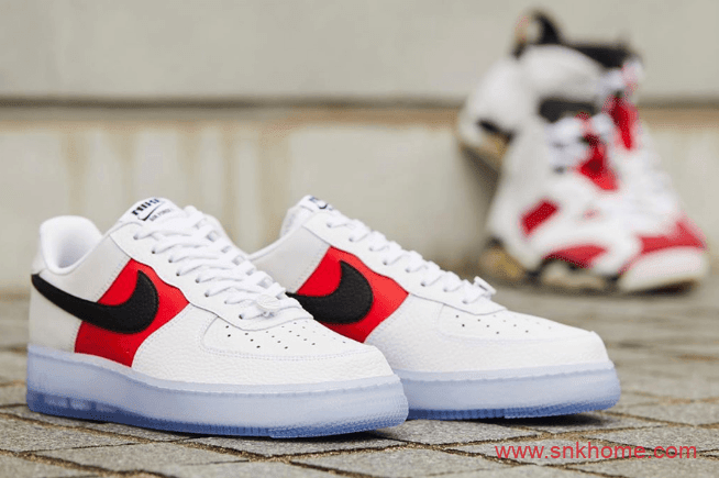 耐克空军一号胭脂红 Nike Air Force 1'07 LV8 EMB 耐克空军白红水晶底低帮板鞋发售日期 货号：CT2295-110