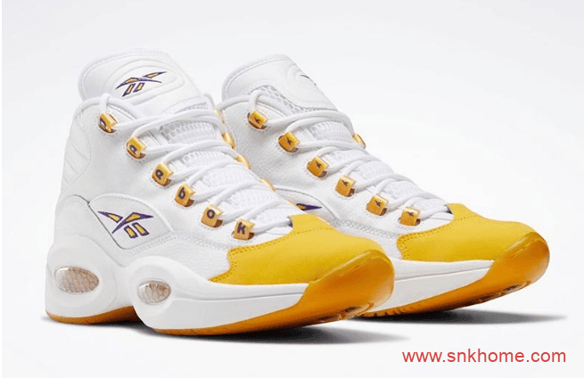 锐步艾佛森战靴 Reebok Question Mid Yellow Toe 锐步黄脚趾 锐步白黄实战球鞋 货号：FX4278