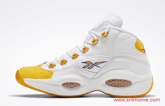 锐步艾佛森战靴 Reebok Question Mid Yellow Toe 锐步黄脚趾 锐步白黄实战球鞋 货号：FX4278