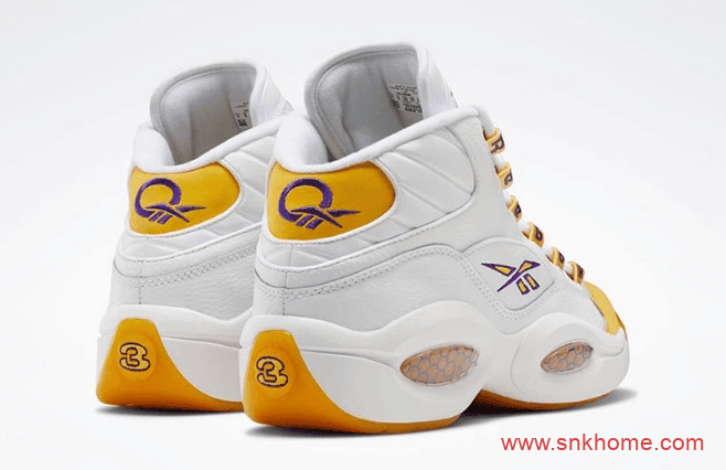 锐步艾佛森战靴 Reebok Question Mid Yellow Toe 锐步黄脚趾 锐步白黄实战球鞋 货号：FX4278