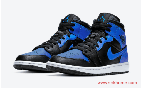 AJ1小黑蓝官图释出 AJ1OG中帮经典黑蓝配色Air Jordan 1 Mid “Hyper Royal”发售日期 货号：554724-077