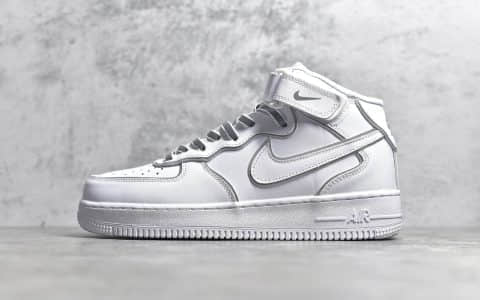 耐克空军全白中帮反光 NIKE Air Force 1 Mid "Vintage Mosaic White" 最好的耐克空军一号复刻空军反光 货号：369733-809