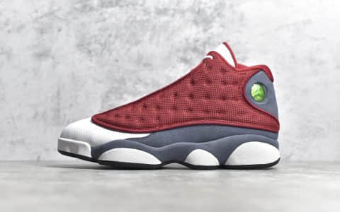 AJ13白色酒红高质感球鞋 Air Jordan 13 “Red Flint” AJ13头层荔枝皮纯原版本 货号：414571-600