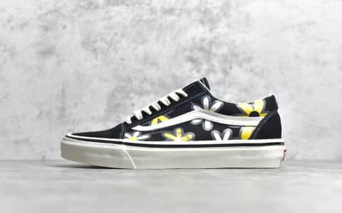 万斯小花印花黑色帆布鞋 Vans old SKOOL LX 万斯经典黑色低帮 万斯情侣鞋 万斯小雏菊印花