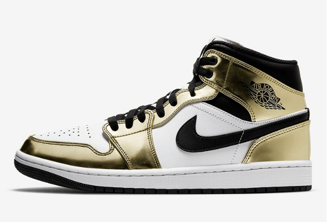AJ1白金中帮 AJ1液态金 Air Jordan 1 Mid SE 小伦纳德变身全新AJ1中帮奢华配色 货号：DC1419-700
