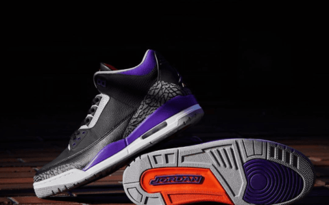 AJ3黑紫高帮实战球鞋发售日期 Air Jordan 3 “Court Purple” 最新AJ3太阳配色美图 货号：CT8532-050