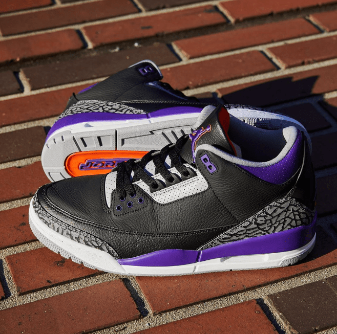 AJ3黑紫高帮实战球鞋发售日期 Air Jordan 3 “Court Purple” 最新AJ3太阳配色美图 货号：CT8532-050