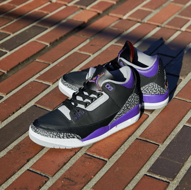 AJ3黑紫高帮实战球鞋发售日期 Air Jordan 3 “Court Purple” 最新AJ3太阳配色美图 货号：CT8532-050