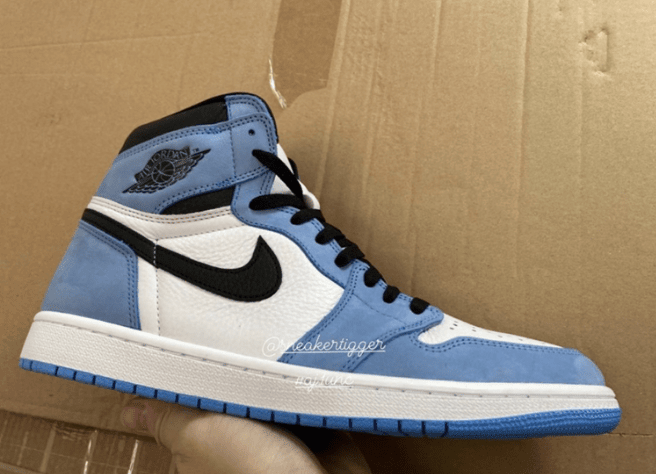 全新白蓝 Air Jordan 1 实物图 Air Jordan 1 High OG “University Blue” AJ1白黑蓝高帮 货号：555088-134