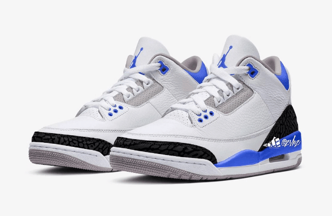 AJ3小闪电发售日期 冠希同款AJ Air Jordan 3 “Racer Blue” AJ3白蓝实战球鞋亲友配色 货号：CT8532-145