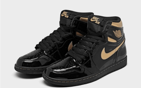 AJ1黑金漆皮高帮即将发售 Air Jordan 1 “Black/Metallic Gold” 黑金AJ1美图欣赏 货号：555088-032