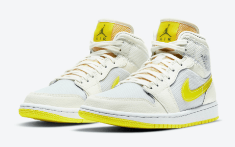 AJ1白黄高帮全新配色 Air Jordan 1 Mid SE “Voltage Yellow” AJ1经济舱官图释出 货号：DB2822-107