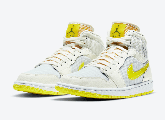 AJ1白黄高帮全新配色 Air Jordan 1 Mid SE “Voltage Yellow” AJ1经济舱官图释出 货号：DB2822-107