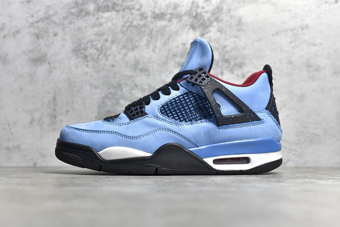 AJ4TS联名蓝色麂皮 Travis Scott x Air Jordan 4 Retro 斯科特AJ4联名蓝黑球鞋 货号：308497-406