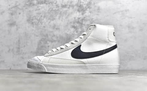 耐克开拓者倒钩高帮 NIKE ZOOM BLAZER MID CJ纯原版本耐克开拓者白色高帮板鞋 货号：白倒勾CD8233-100