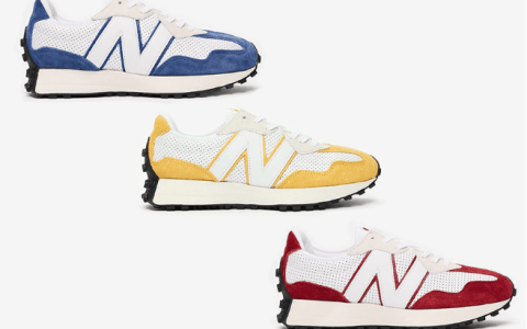 新百伦NB327经典三色发售 New Balance 327 “Perforated Pack” NB327OG白蓝白红白黄