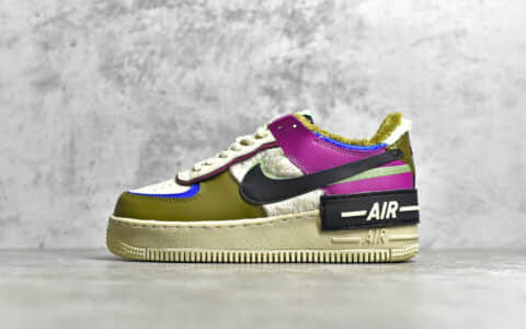 耐克空军马卡龙彩色拼接 NIKE Air Force 1 Shadow 秋冬加绒款 货号：CT1985-500