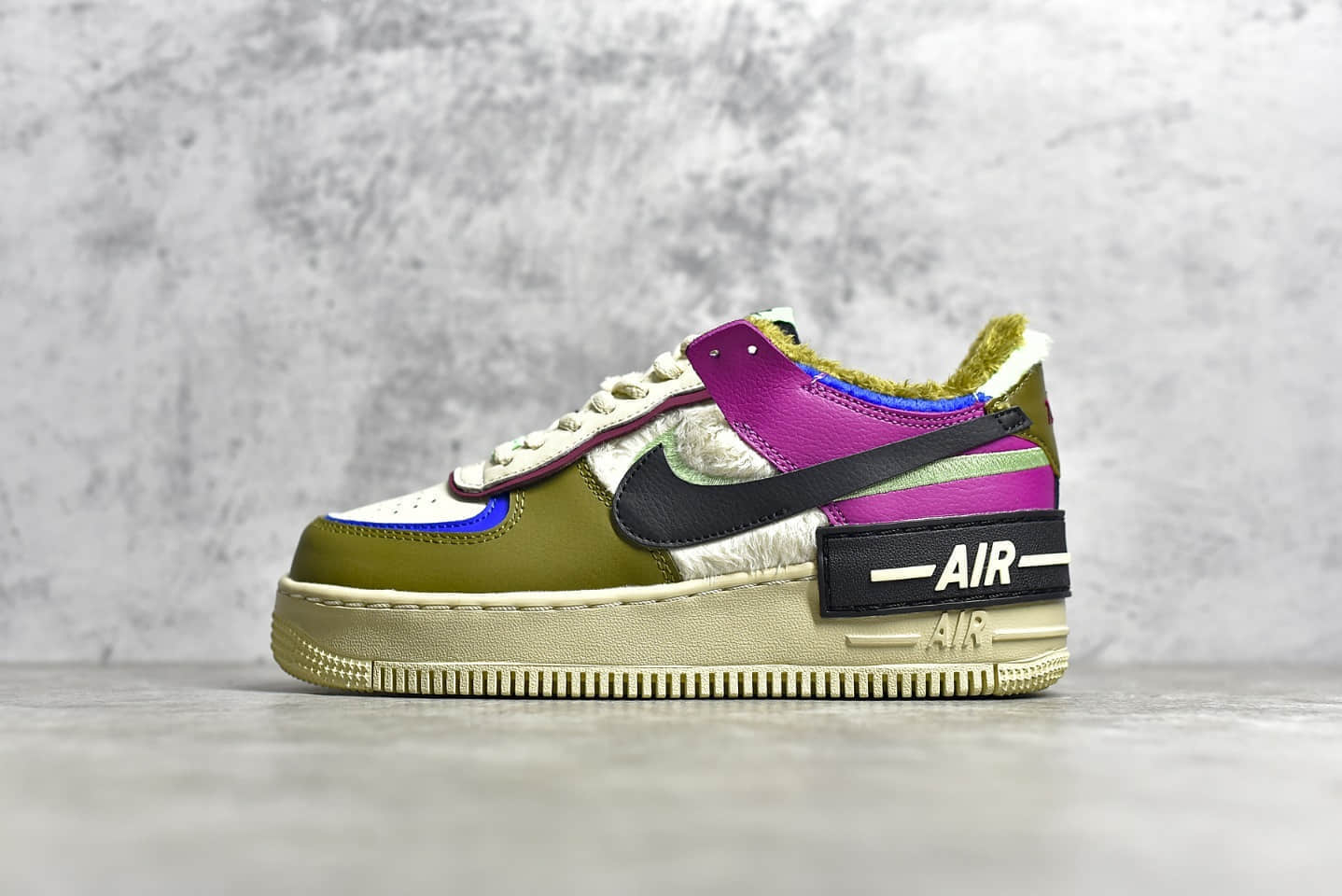 耐克空军马卡龙彩色拼接 NIKE Air Force 1 Shadow 秋冬加绒款 货号：CT1985-500