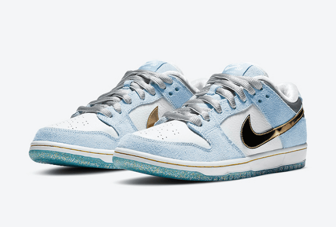 耐克Dunk天鹅绒白浅蓝低帮 Sean Cliver x Nike SB Dunk Low 新款耐克Dunk SB高质感 货号：DC9936-100