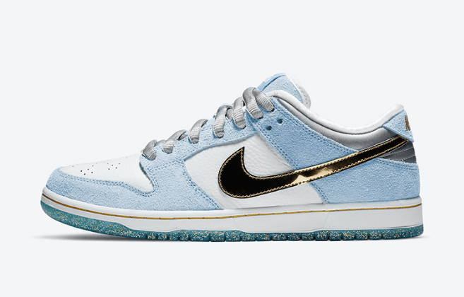 耐克Dunk天鹅绒白浅蓝低帮 Sean Cliver x Nike SB Dunk Low 新款耐克Dunk SB高质感 货号：DC9936-100