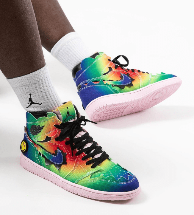 AJ1彩虹扎染帆布高帮 J Balvin x Air Jordan 1 今年最后一款AJ1联名发售日期 货号：DC3481-900