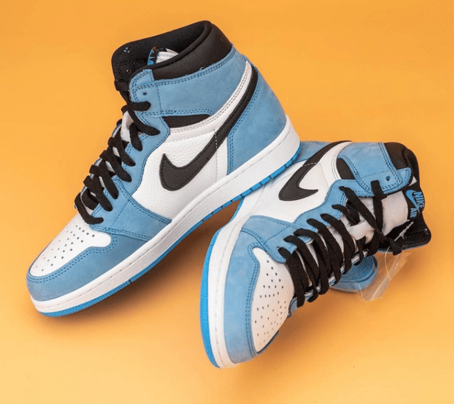 AJ1白蓝黑磨砂麂皮 Air Jordan 1 High OG “University Blue” 全新配色AJ1北卡蓝发售日期 货号：555088-134 