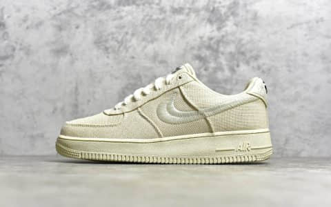 耐克斯图西联名米白色 Stussy x NIKE Air Force 1 Low 耐克斯图西耐克空军棉麻布 货号：CZ9084-200