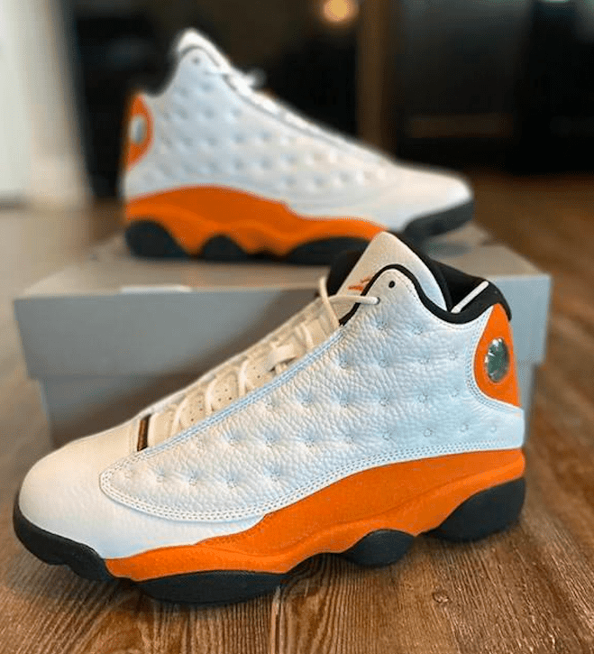 AJ13扣碎最新实物兔 Air Jordan 13 “Starfish” 白橙AJ13数字韩球鞋元旦节发售 货号：414571-108