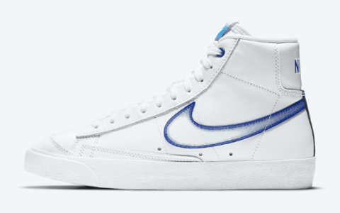 耐克开拓者渐变镂空钩 Nike Blazer Mid 耐克白蓝高帮板鞋新品上架 货号：DD9685-100