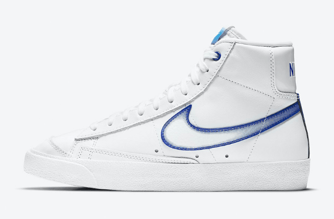 耐克开拓者渐变镂空钩 Nike Blazer Mid 耐克白蓝高帮板鞋新品上架 货号：DD9685-100