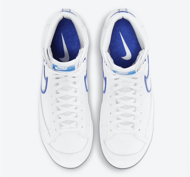 耐克开拓者渐变镂空钩 Nike Blazer Mid 耐克白蓝高帮板鞋新品上架 货号：DD9685-100