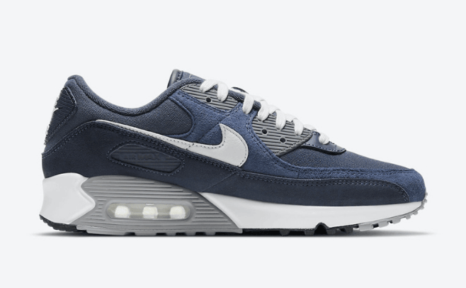 耐克MAX90海军蓝配色 Nike Air Max 90 PRM “Obsidian” 全新耐克MAX90灰蓝麂皮 货号：DA1641-400