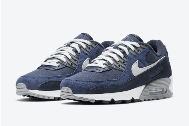 耐克MAX90海军蓝配色 Nike Air Max 90 PRM “Obsidian” 全新耐克MAX90灰蓝麂皮 货号：DA1641-400