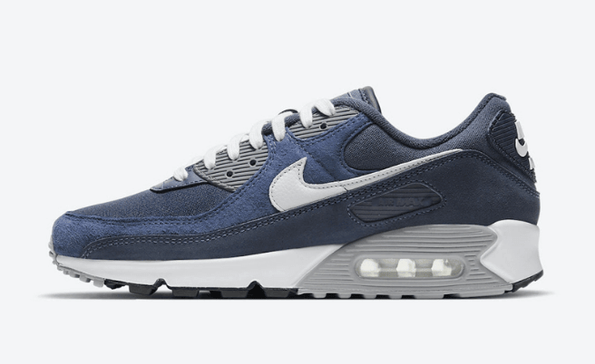 耐克MAX90海军蓝配色 Nike Air Max 90 PRM “Obsidian” 全新耐克MAX90灰蓝麂皮 货号：DA1641-400