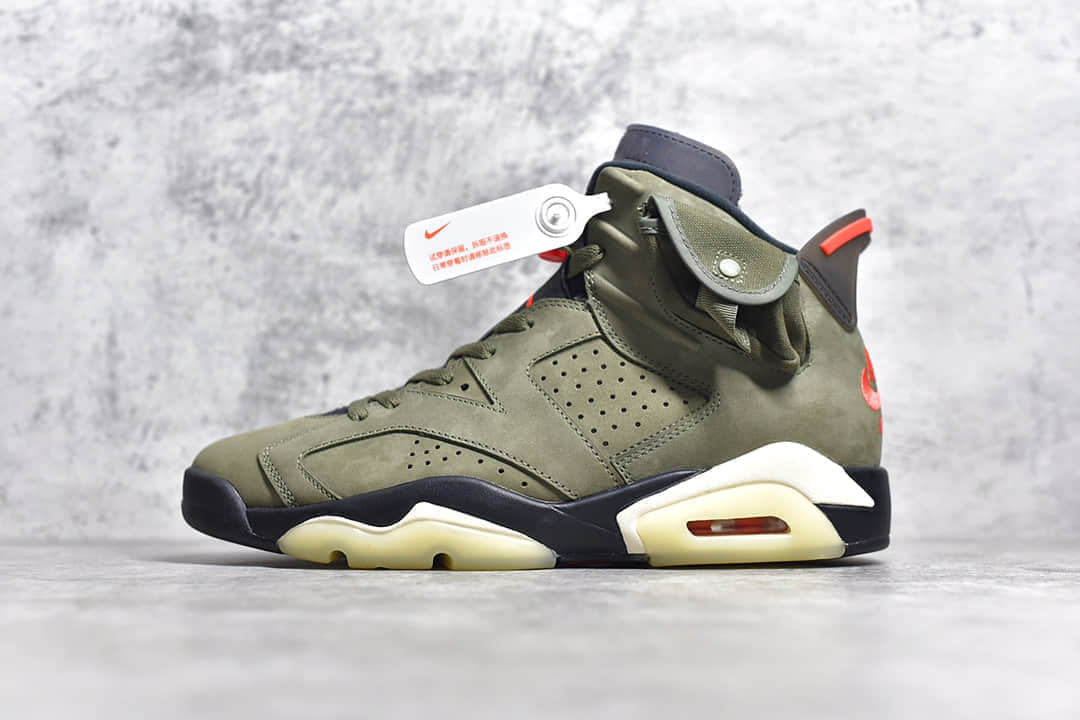 AJ6 TS联名AJ6绿口袋 Travis Scott x Air Jordan6 AJ6橄榄色实战篮球鞋军事风 货号：CN1084-200